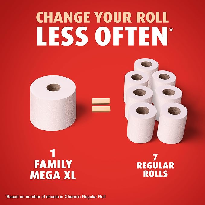 Charmin Ultra Strong Clean Touch Toilet Paper, 12 Family Mega XL Rolls = 84 Regular Rolls
