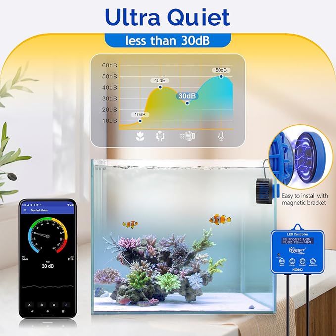 hygger Strong Wave Maker For Aquarium Magnetic DC Powerhead Adjustable Fish Tank Circulation Pump with Guard Controller for 30-90 Gallon Freshwater Saltwater 2100GPH