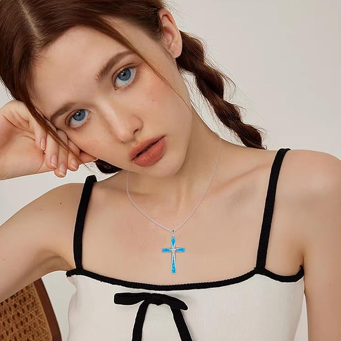 ONEFINITY Religious Cross Pendant Necklace Sterling Silver Origami Cross Pendant Gifts for Women Men Jewelry