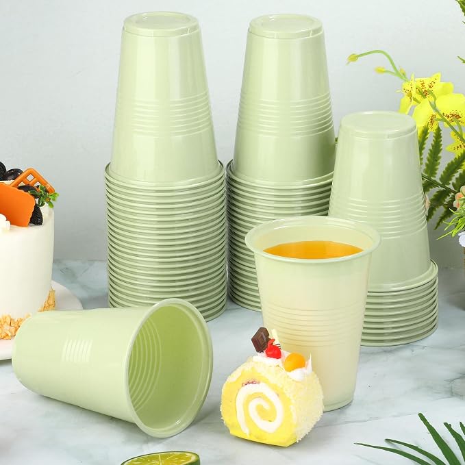 Kochorie 50 Pack Disposable Plastic Cups 16 Oz Solid Color Drinking Cups Party Supplies Strong and Sturdy Drinkware Cup For Birthday, Wedding, Baby Shower, Gender Reveal Party & Daily Use, Sage Green