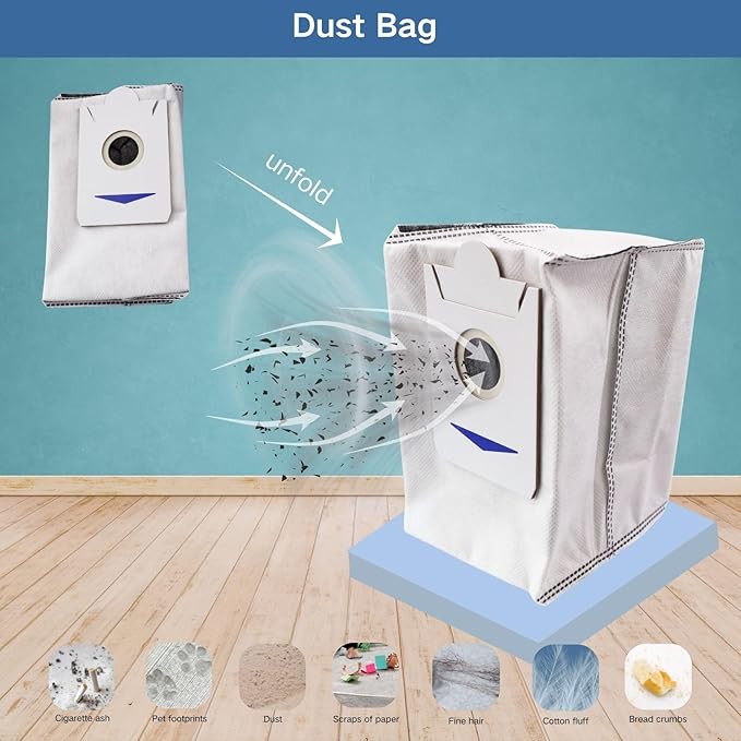 Replacement Accessories Parts Kit Compatible with Ecovacs Deebot T30S(Pro), T30S AI(Care)| Includes 8 Dust Bags, 8 Mop Pads, 6 Filters, 6 Side Brushes, 2 Main Brushes