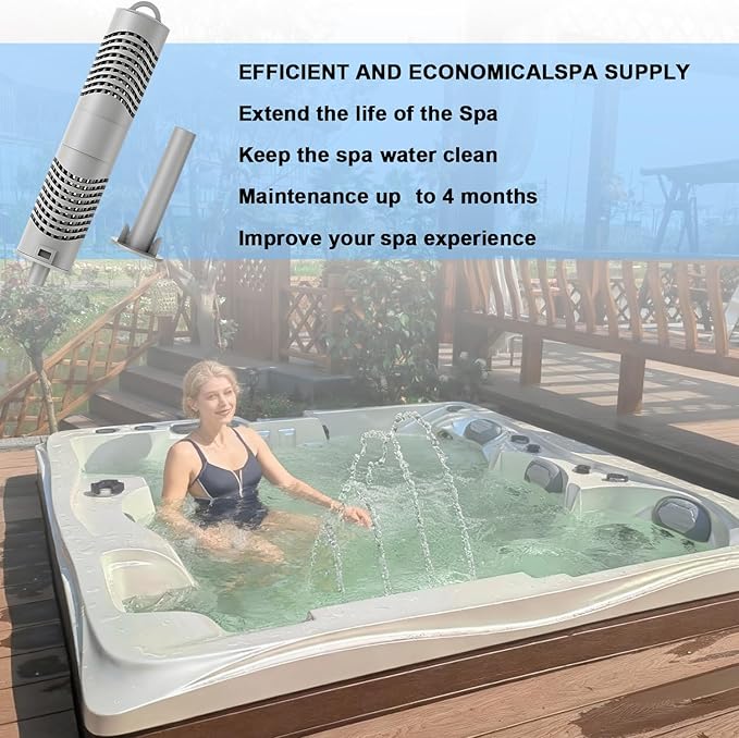 Hot Tub Mineral Stick for Filter Cartridge, Spa Mineral Sticks for Hot Tub Replacements Brings Natural and Healthy Mineral Sticks with 4 Months (4Pcs Gray Mineral Stick)