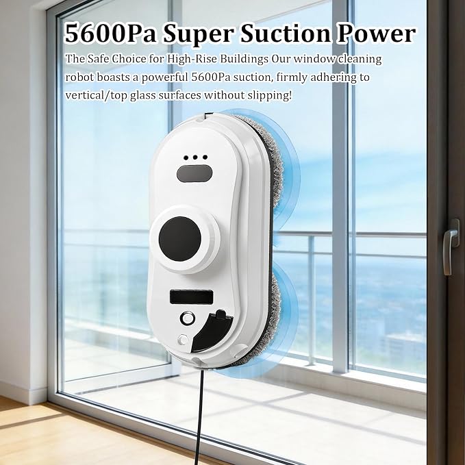 Window Cleaning Robot with Ultrasonic 5600PA Auto Water Glass Cleaning Automatic Smart Robot Cleaner,Window Vacuum Cleaner with Control Windows