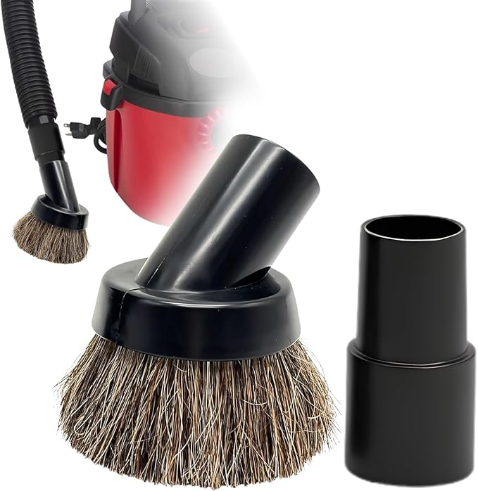 for Shop Vacs Replacement Vacuum Brush Attachment 1.25 Inch (32mm) with Soft Horsehair Bristles - 1-1/4'' Vacuum Accessories Compatible with Milwaukee M18, Eureka Mighty Mite 3670M & More