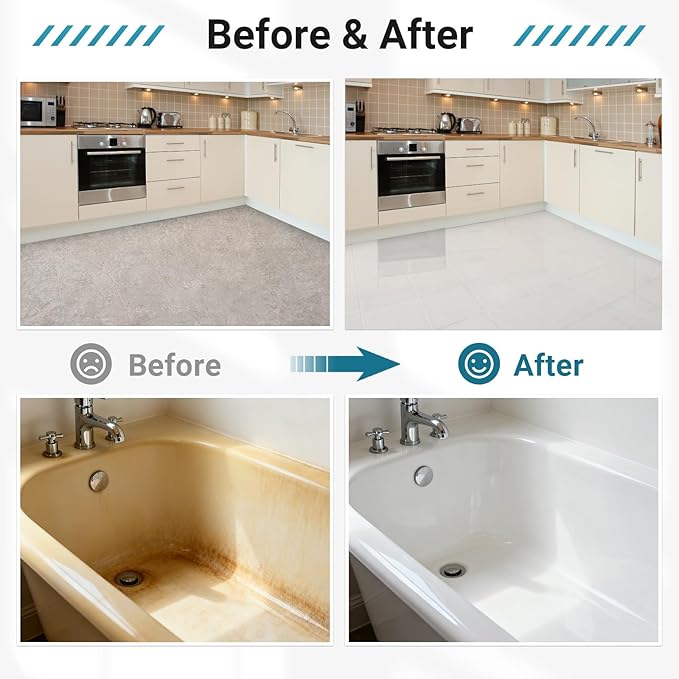 DWIL Bathtub Paint, Tub and Tile Refinishing Kit 32oz with Tools, Easy to Use Countertop Paint, Tub Refinishing Kit for Bathroom & Kitchen on Tile, Sink, 40-50sq.ft(White)