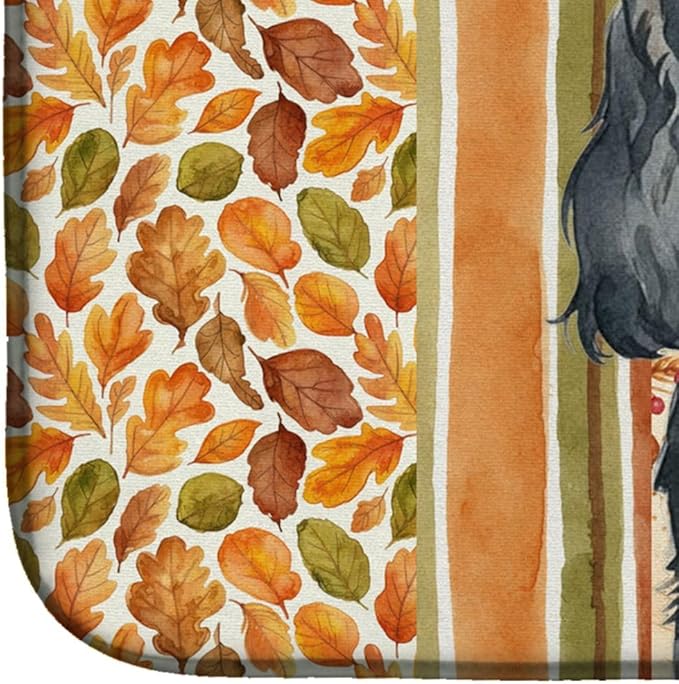 Caroline's Treasures Black Cocker Spaniel Heirloom Fall Dish Drying Mat Absorbent Dish Drying Mat Pad for Kitchen Counter Dish Drainer Mat for Countertop, 14 x 21", Multicolor