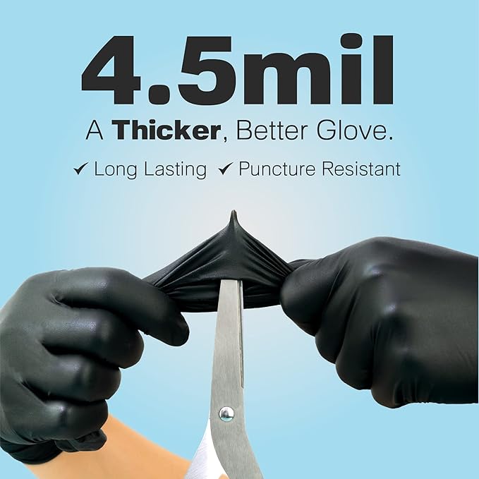Raxwell Disposable Nitrile Gloves - Food Grade Heavy-Duty Puncture Resistant Black Gloves for Cooking & Food Service