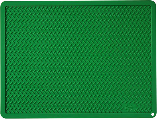 Silicone Drying Mat & Heat Resistant Mat for Kitchen Counter, Non-Slip Dishwasher Safe, Raised Edge for Dishes Bottles Sink (25.5x17.7in, Dark Green)