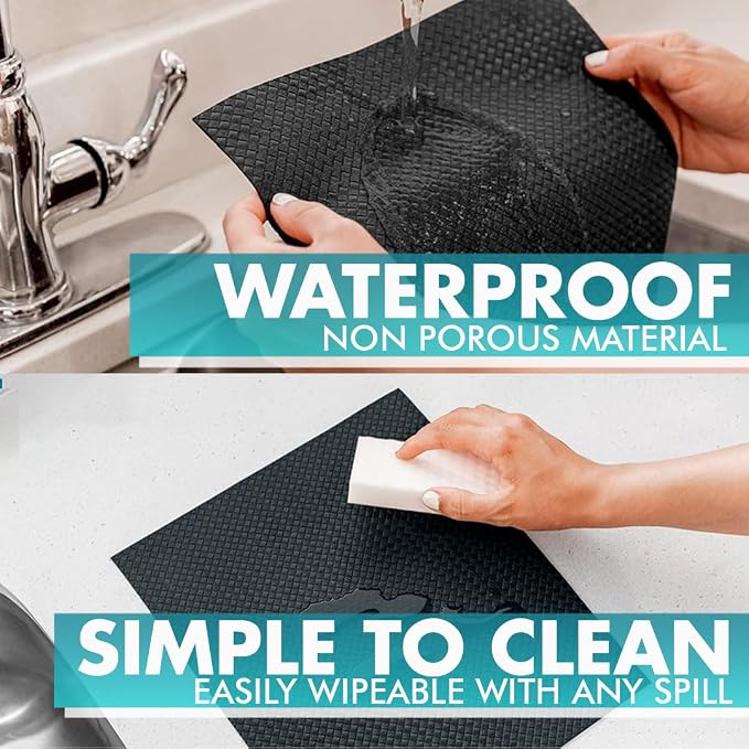 Kitchen Drawer Liners Shelf Liners for Kitchen Cabinets - Truly Non Slip, Non Adhesive Kitchen Cupboard Liners - Easy Cut/Fit, Protect Any Shelves, Wardrobe, Bathroom Surfaces (Black, 30 x 900cm)
