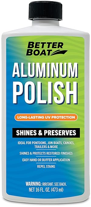 Marine Aluminum Polish, Boat, Pontoon, Jon, and Canoe, Aluminum Restorer, Brightener Cleaner Treatment, Semi-Chrome Metal Protectant