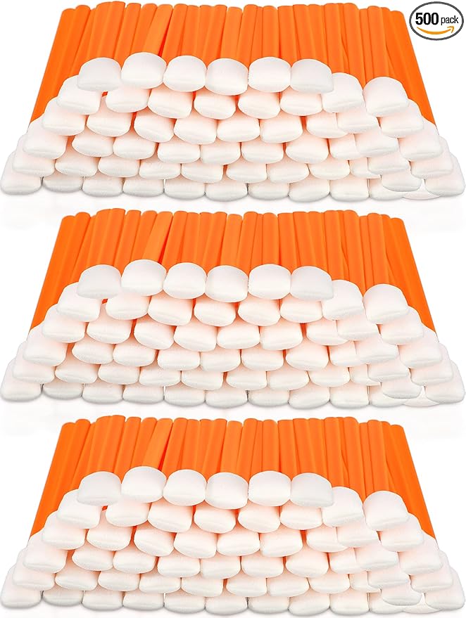 500 Pack Cleaning Swabs 5.1 Inch, Foam Tips Sponge Sticks for Printer, Electronics, Camera, Optical Lens, Sewing Machine(Orange)