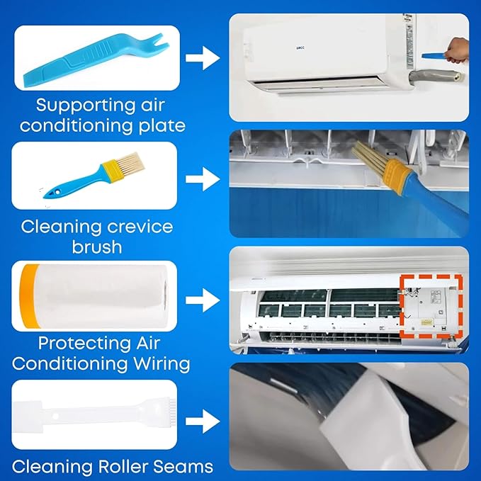 Oiktylr Mini Split Cleaning Kit Bag with 2L High Pressure Sprayer, Air Conditioner Cleaning Kit with Waterproof PVC AC Cleaning Cover Bib with 10pcs HVAC Cleaning Tools, Small