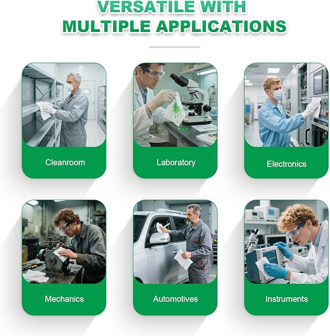 Cleanroom Wipes 12" x 12" Lint Free Wipes for Laboratory, Electronics, Pharmaceutical, Printing, Automotives and Semiconductor Industries (56GSM, 150 Pcs)