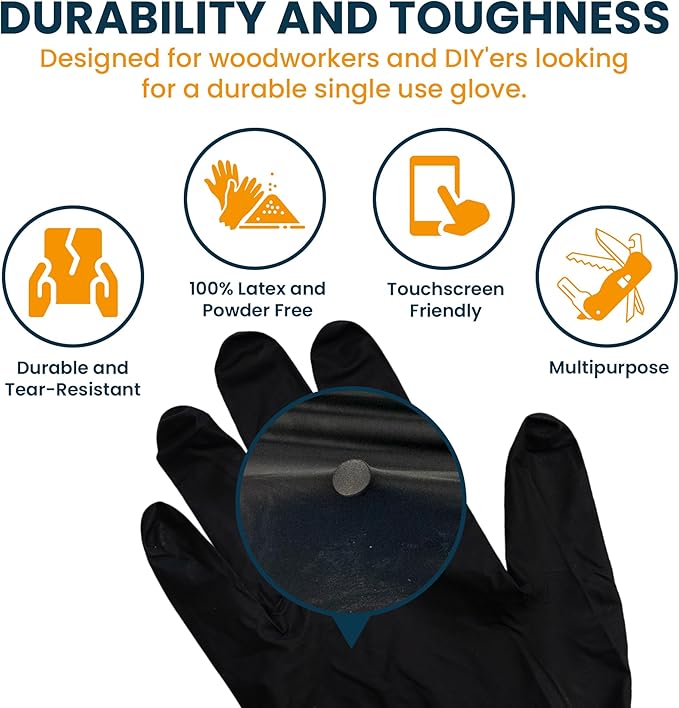 MāKRS Wood Finishing Bundle – 3-Pack Staining Pads & Large 6 Mil Nitrile Gloves – Lint-Free Applicator Pads and Latex-Free Disposable Gloves for Wood Stain, Paint, and Finish Projects