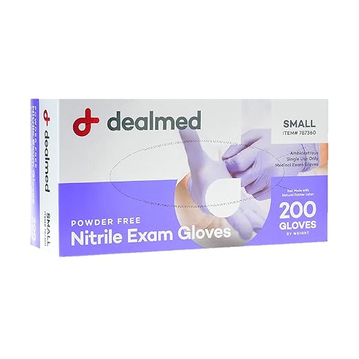 Dealmed Nitrile Exam Gloves Small (200 Count) - Disposable, Latex-Free, Powder-Free, Medical Use (Pack of 2)