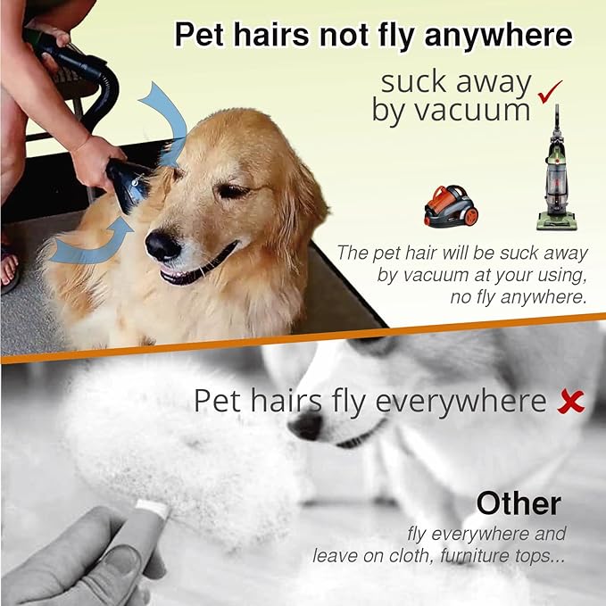 Pet Vacuum Grooming Comb Brush Hair Remover Shedding Deshedding Attachment Tool Kit for Dogs and Cats (black)