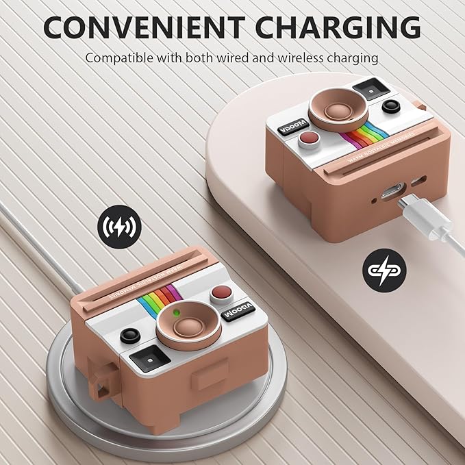 Retro Cases for AirPods 4 Case 2024 with Cleaner Kit - VISOOM Cute Fancy Protective AirPods 4th Gen Cases Cover Men Women Unique Polaroid Soft Cover for Apple AirPod iPods 4 Wireless Charging Case