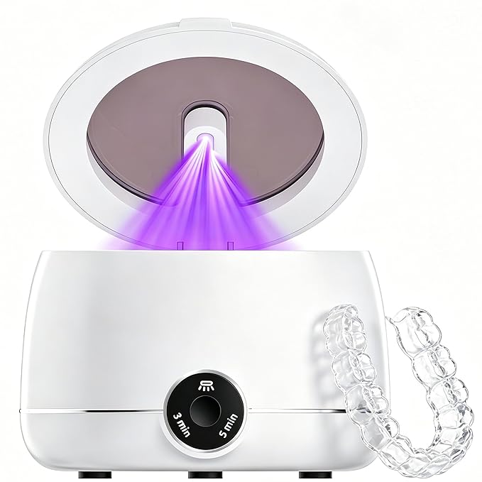 Ultrasonic Dental Retainer Cleaner Machine-45kHz Ultrasonic Cleaner with UV Light & 200ML Deep Cleaning Pod for Dentures Mouth Guards Aligners Invisalign Night Guards Braces Jewelry
