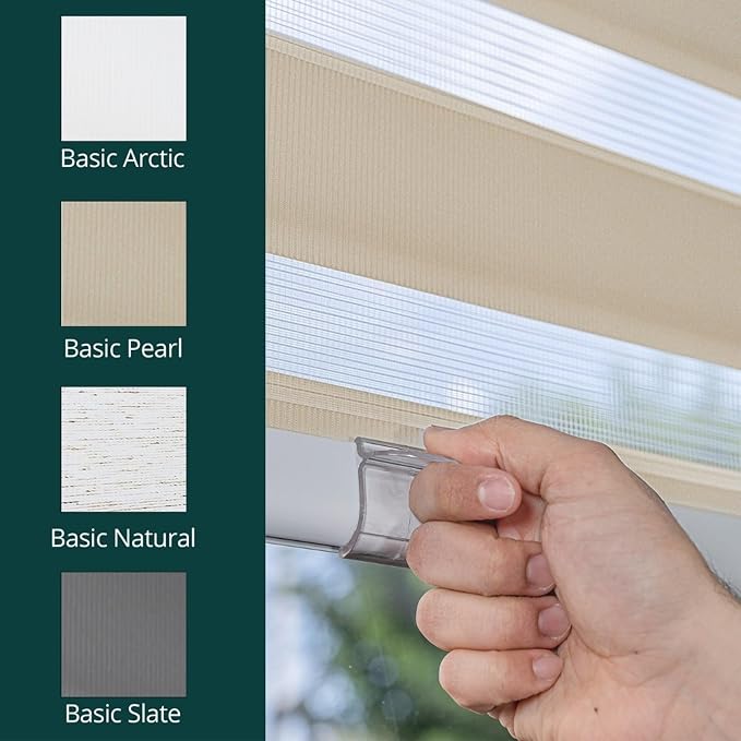 CHICOLOGY Zebra Blinds, Roller Window Shades, Blinds for Windows, Roller Shades for Windows, Window Shades for Home, Window Shades, Pull Down Shades for Windows, 29" W X 72" H, Basic Pearl