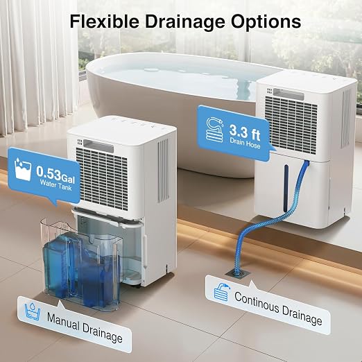 ZAFRO 24 Pint Dehumidifier for Home & Basement up to 1500 Sq.Ft, Auto Humidity Control, 38dB Ultra Quiet, Continuous & Manual Drainage with Drain Hose, Auto Defrost, 24H Timer