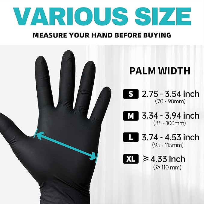 Beastek Black Disposable Nitrile Exam Gloves 100 Pcs 4Mil Chemical Resistant Powder-Free Latex-Free Food Safe Medical Cooking