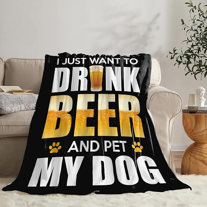Tijuboni Beer Throw Blanket Beer Gifts for Men Women Adults Soft Flannel Fleece Blanket for Couch Sofa Bed Home Decor 50"x60"