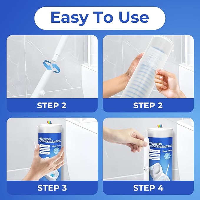 360° Heavy Duty Duster Refills for Swiffer,20 Count Duster Refills + Disposable Toilet Brush and Holder Set, Extended Handle with 48 Count Cleaner Refills