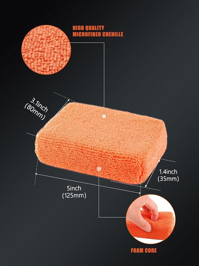Microfiber Applicator Pad, SPTA Premium Microfiber Sponge and Cleaning Pads,Ultra-Soft, Safe for Sealants, Tire Dressings, Interior and Exterior Detailing, Car, Truck, SUV, RV, Motorcyle Care,10 Pack