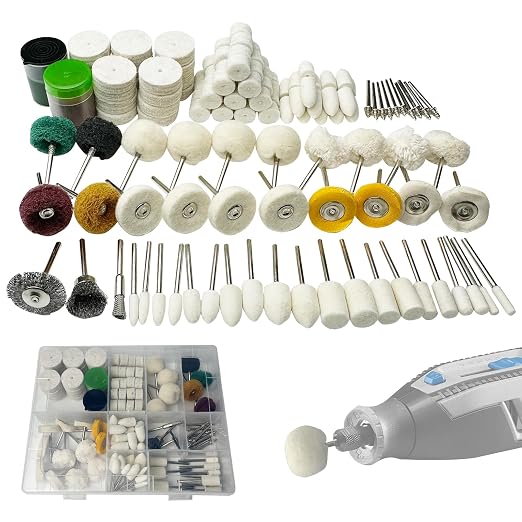 135 PCS Polishing & Buffing Wheels Kit with 1/8-Inch Shank for Dremel Rotary Tool, Includes 2 Polishing Compounds, Sanding Kit for Metal, Wood, Jewelry, Glass, and DIY Projects