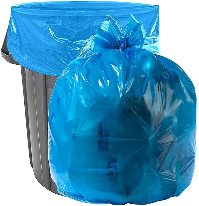 Aluf Plastics H-RBL39 33 Gallon Blue Trash Bags - (Pack of 100) - 1.2 MIL - Garbage or Recycling Bags 33" x 39" - Large Plastic Can Liners - for Industrial, Home, Contractor, Recycling