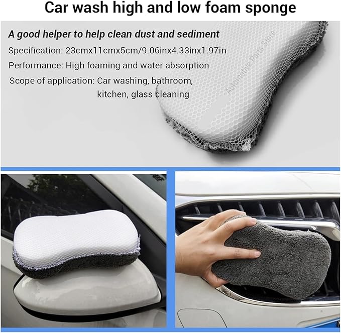 Compatible for 9pcs Car Wash Cleaning Kits Microfiber Towels Blush Sponge Glove Polish Care Applicator Pads Auto Detailing Washing Tools(Grey)