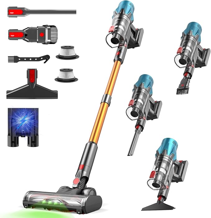 Cordless Vacuum Cleaner, Handheld Vacuum Cordless Rechargeable, Stick Vacuum Cordless for Hardwood Floors, Vacuum Cleaner Pet Hair, Upright Vacuum Cleaners, 600W 50Kpa, Portable Vacuum for Home