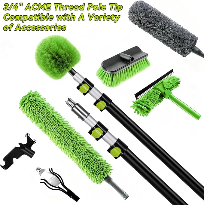4.7-12 Ft Telescoping Paint Roller Extension Pole, Lightweight Sturdy Aluminum Flip-Lock, 3/4" ACME Threaded End, Heavy Duty Extendable Pole for Painting, Window Cleaning, Dusting & Ceiling Fans