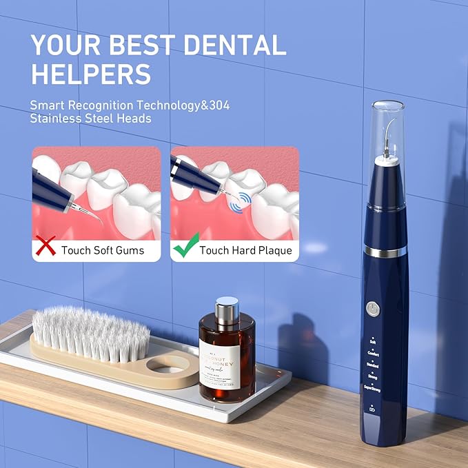 Plaque/Tartar Remover for Teeth, Dental Calculus Remover Teeth Cleaning Kit with LED Light & 5 Adjustable Modes