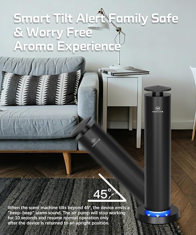 Wireless Waterless Diffuser, 1800Sq Ft Coverage,APP Control | Modes & LED Light, Quiet Rechargeable Portable Scent Diffuser for Home Office Camping (Black)