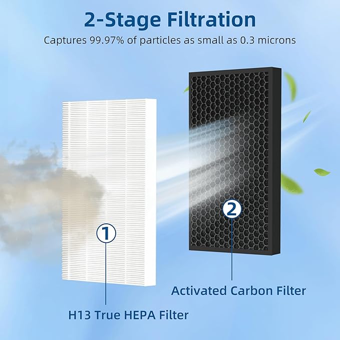 APPLIANCEMATES HSP003 Replacement Filter for Hathaspace HSP003 Dual Filtration Air Purifier, 2 Pack