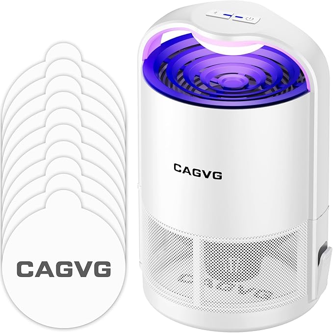Fly Trap Indoor, Fruit Fly Traps for Indoors Flying Insect Gnat Traps for House Indoor with Adjustable Lighting, Bug Zapper Indoor, Gnat Killer Catcher with 10 Refills （White）