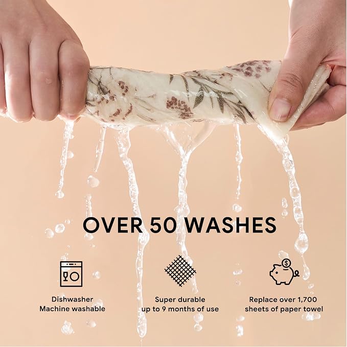 RECYCO Swedish Dishcloths for Kitchen | 4 Pack Oversized Washable Dish Rags | Large Cellulose Reusable Cleaning Paper Towels | Absorbent Counter Dish Cloth Sponge XL Kitchen Wipes, 12" L x 10" W