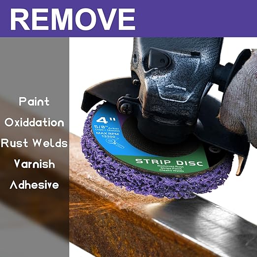 Paint Stripping Discs 12-Pack, 4" Purple Angle Grinder Disc for Paint, Rust, and Adhesive Removal, Strip Disc for Metal and Wood