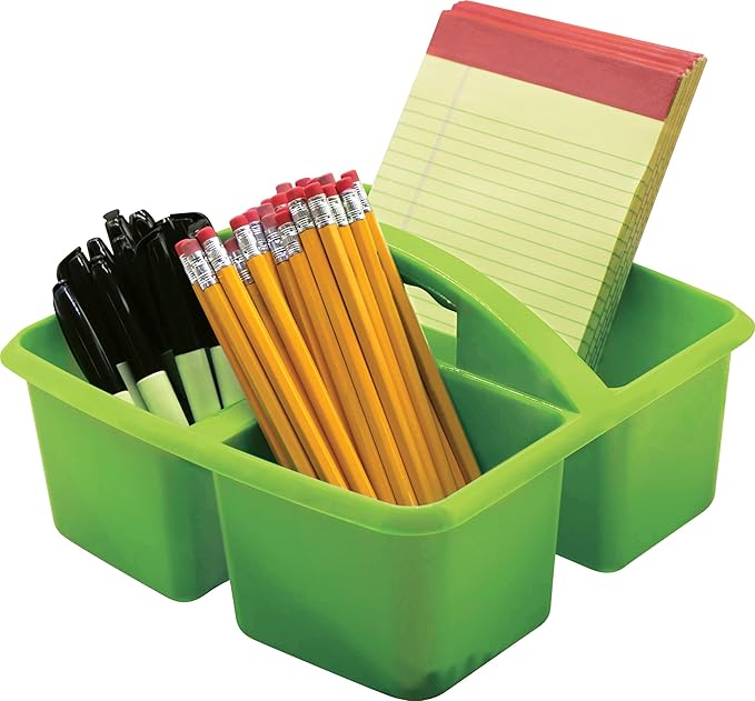 Teacher Created Resources Lime Portable Plastic Storage Caddy 6-Pack for Classrooms, Kids Room, and Office Organization, 3 Compartment