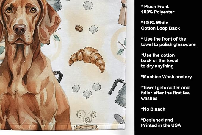 Caroline's Treasures Liver Pointer Coffee Bar Kitchen Towel Velour Plush Front and Cotton Loop Back Machine Washable