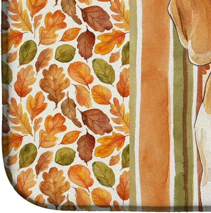 Caroline's Treasures Lemon and White Beagle Heirloom Fall Dish Drying Mat Absorbent Dish Drying Mat Pad for Kitchen Counter Dish Drainer Mat for Countertop, 14 x 21", Multicolor