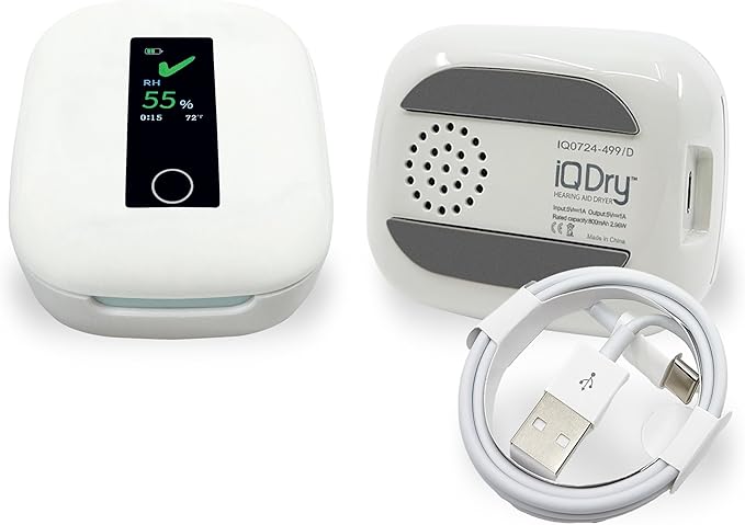 iQDry by Dry & Store | Fastest Hearing Aid Dryer & Dehumidifier | 15-Minute Rapid Dehumidification | Removes Moisture from Hearing Aids, AirPods, Earbuds, and Amplifiers