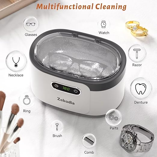600ml Ultrasonic Jewelry Cleaner, Digital Timer, Deep Sonic Cleaning for Eyeglasses, Rings, Silver, Coins & Makeup Brushes
