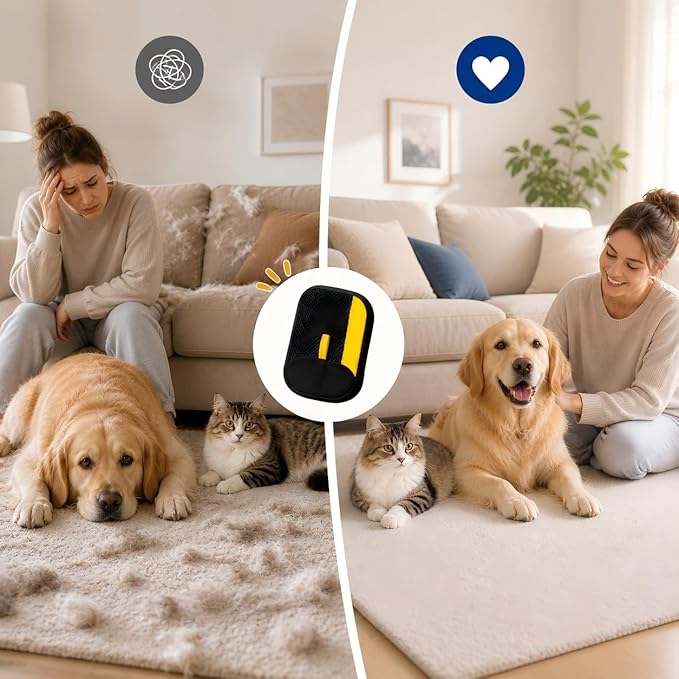 Pet Hair Removal Glove 2PCS Electrostatic Deshedding Glove for Cat Dog Pet Grooming Fur Cleaning for Furniture Sofa Bed Carpet Car Seat Clothes