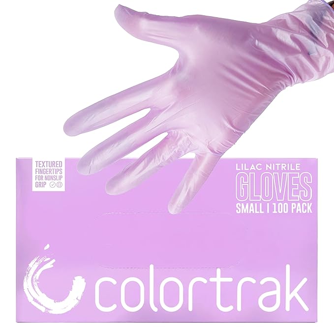 Colortrak Disposable Nitrile Gloves, Pink, Luminous Collection Lilac Frost Latex-Free, Powder-Free Hair Color Gloves for Chemical Processing & Salon Services, 1000 Count (10 Boxes), Small