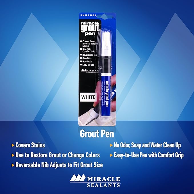 Miracle Sealants Miracle Grout Pen Recolors and Restores Grout Lines, White