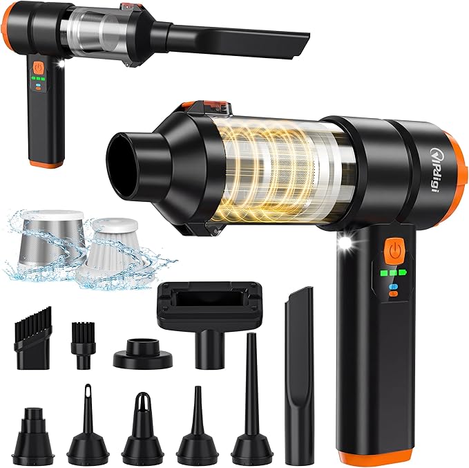 Handheld Car Vacuum Cleaner, Vacuum Portable Cordless 1 Hour Rapid Rechargeable with 20000PA Strong Suction, High Power Hand Held Vacuum with LED Light and Multi-Nozzles for Car, Home, Office, Pet