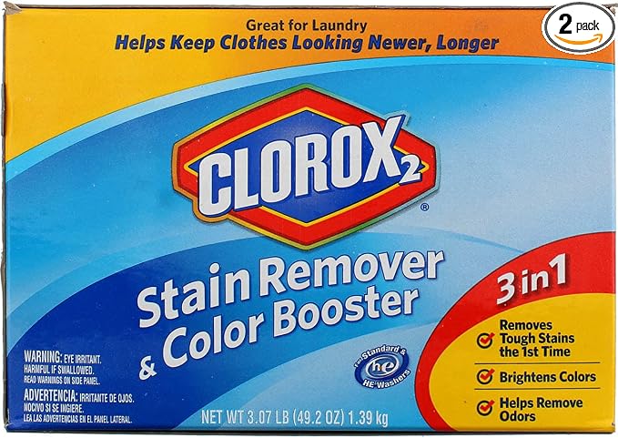 Clorox 2 Laundry Stain Remover and Color Booster Powder, 49.2 Ounce (Pack of 2)