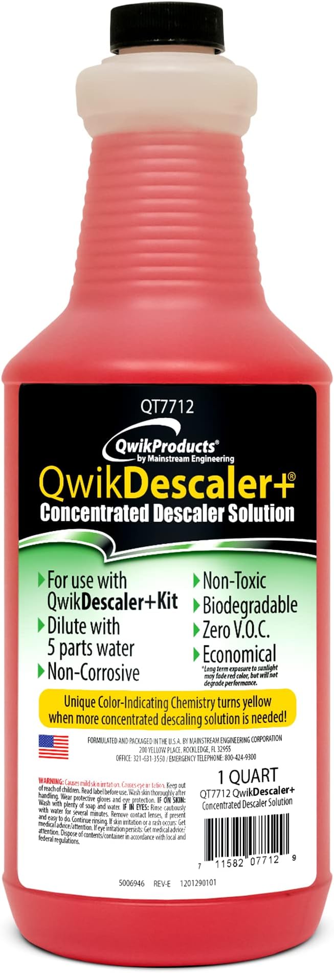 QwikProducts QwikDescaler + Concentrated Descaler Solution, Tankless Water Heater Descaling Solvent for Heat Exchanger, Quickly Dissolves Scale, Lime, Tarnish and Deposits, 1 Quart